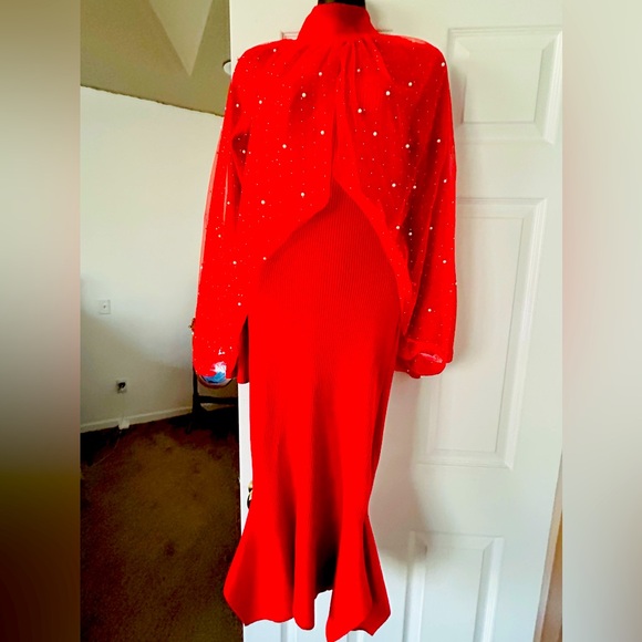 Dresses & Skirts - Red turtleneck dress set size large sweater dress